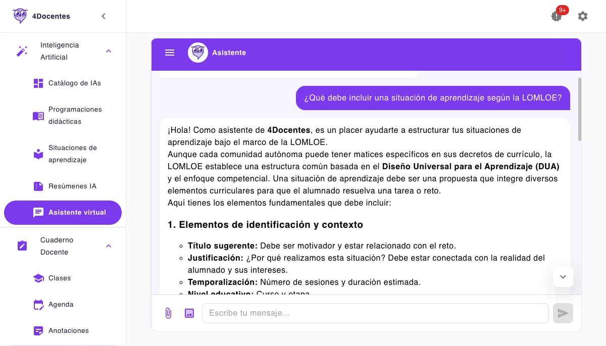 Asistente virtual de IA para docentes