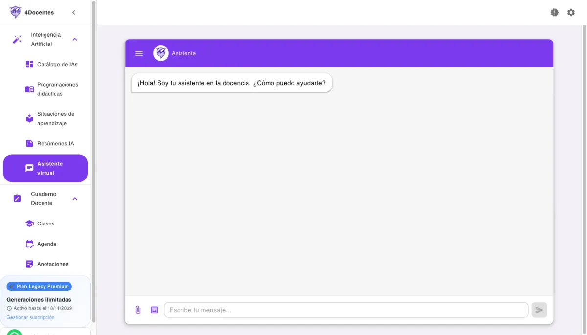 Asistente virtual de IA para docentes