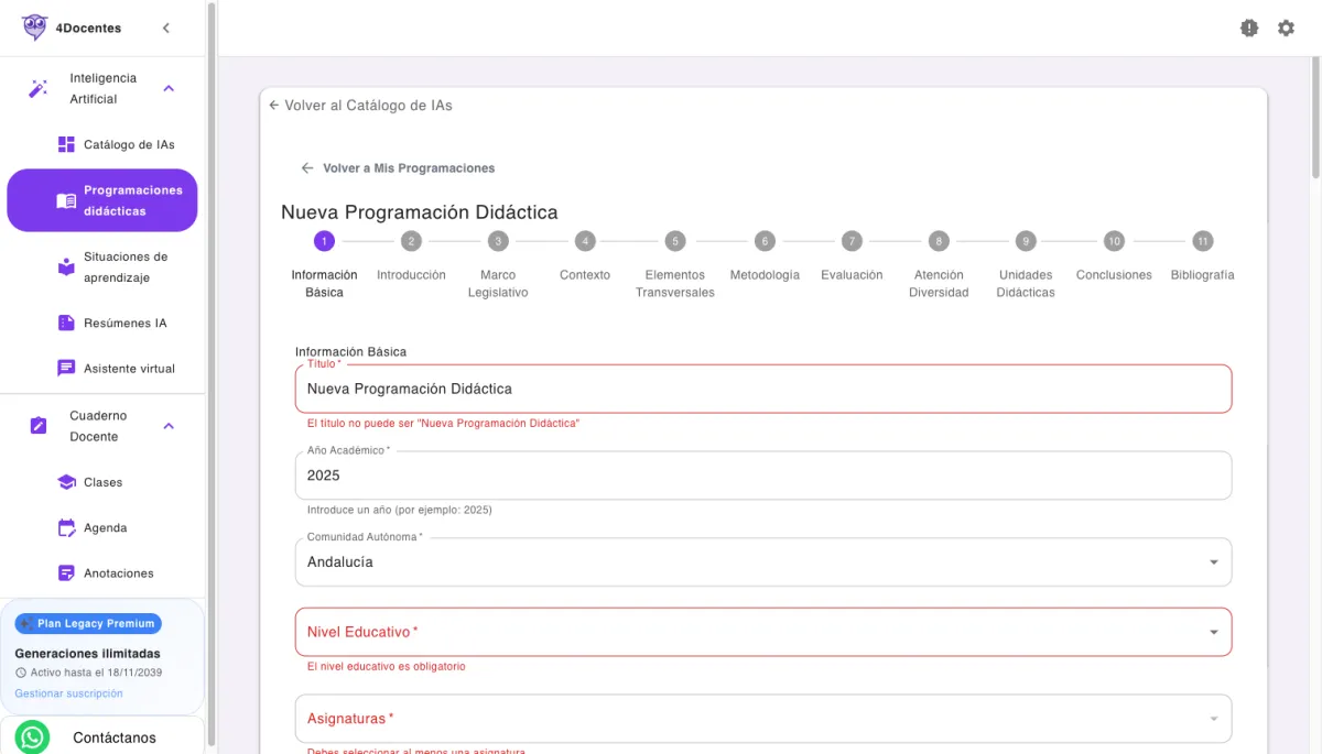 Generador de programaciones didácticas con IA