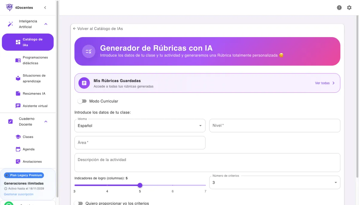 Generador de rúbricas de evaluación con IA