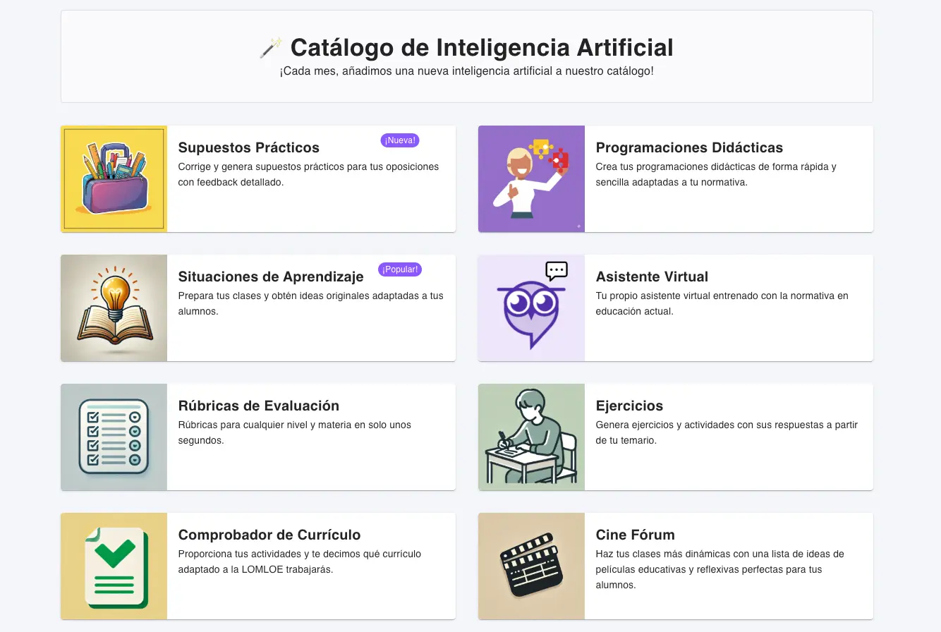 Catálogo de Inteligencias Artificiales 4Docentes